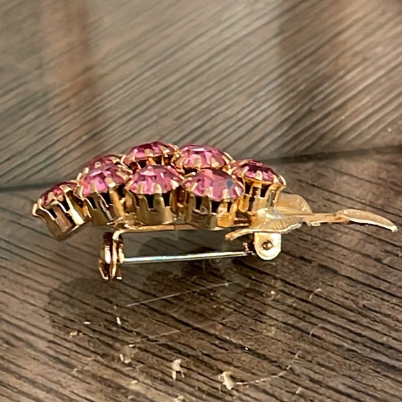Vintage Pink Rhinestone Fruit or Grape Cluster Pin - Picture 4 of 14
